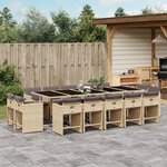 vidaXL Ensemble à manger de jardin et coussins 15 Pièces mélange beige