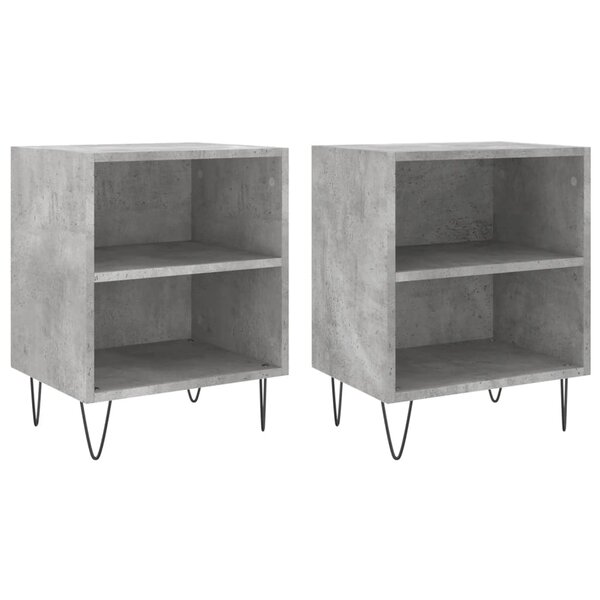 vidaXL Tables de chevet 2 Pièces gris béton 40x30x50 cm bois d'ingénierie