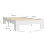 vidaXL Cadre de lit blanc bois de pin massif 90x200 cm