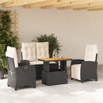 vidaXL Ensemble à manger de jardin 4 Pièces avec coussins noir