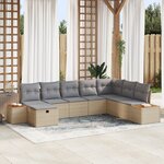 vidaXL Ensemble de canapé de jardin 8 pièces avec coussins Beige Rotin Poly