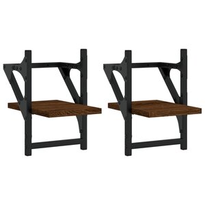 vidaXL Étagères murales avec barres 2 Pièces chêne marron 20x25x30 cm
