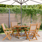 vidaXL Ensemble à manger de jardin 5 Pièces taupe tissu et bois massif