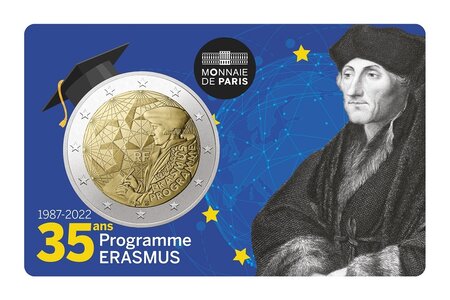 Pièce de monnaie 2 euro commémorative France 2022 BU - Programme Erasmus