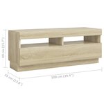 vidaXL Meuble TV avec lumières LED chêne sonoma 100x35x40 cm
