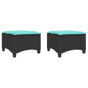 vidaXL Tabourets jardin coussins 2 Pièces noir 55x55x36 cm résine tressée