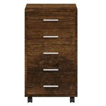 vidaXL Armoire à tiroirs avec roulettes Chêne fumé Bois d'ingénierie