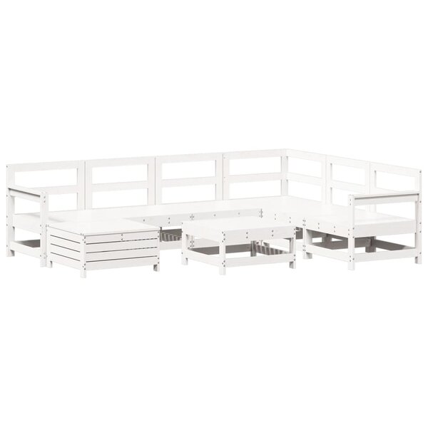 vidaXL Salon de jardin 8 Pièces blanc bois de pin massif