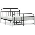 vidaXL Cadre de lit métal avec tête de lit/pied de lit noir 183x213 cm