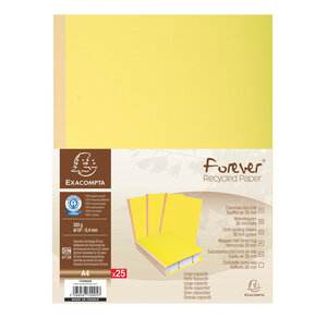 Paquet de 25 Chemise à soufflet carte 320 g/m2 Dos toilé Jaune EXACOMPTA