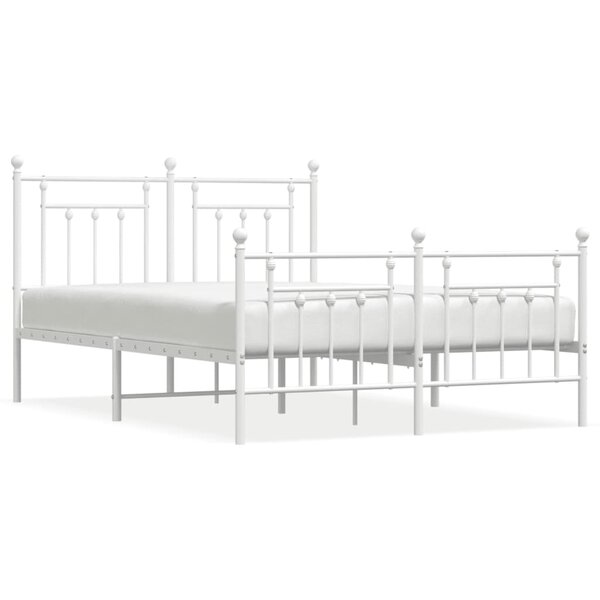 vidaXL Cadre de lit métal avec tête de lit/pied de lit blanc 140x190cm