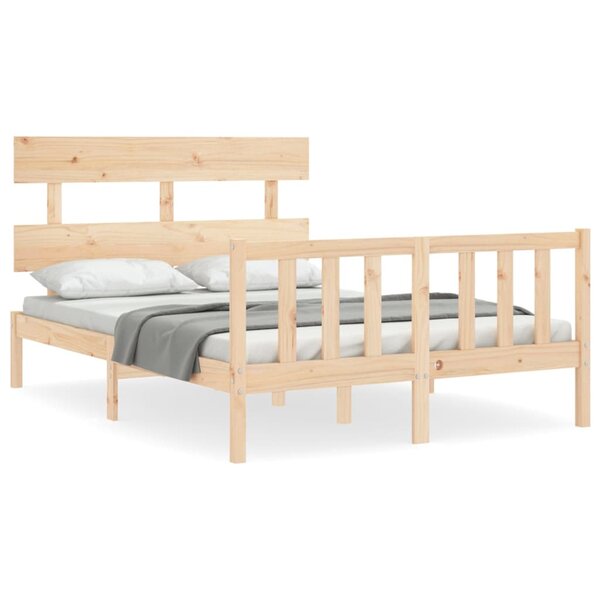 vidaXL Cadre de lit avec tête de lit 140x190 cm bois massif