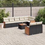 vidaXL Salon de jardin 9 Pièces avec coussins noir résine tressée
