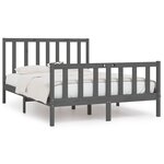 vidaXL Cadre de lit Gris Bois massif 135x190 cm Double