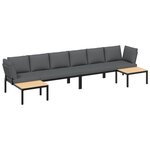 vidaXL Salon de jardin 4 Pièces avec coussins noir aluminium
