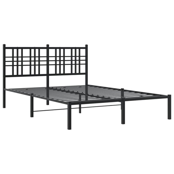 vidaXL Cadre de lit métal avec tête de lit noir 120x200 cm