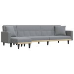 vidaXL Canapé-lit en forme de L gris clair 275x140x70 cm tissu
