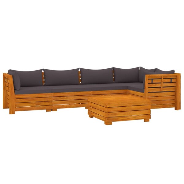 vidaXL Salon de jardin 6 Pièces avec coussins Bois d'acacia solide