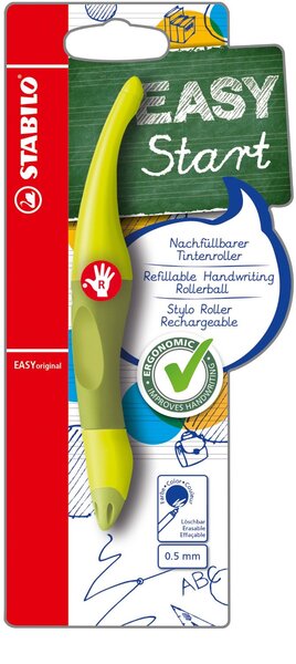 Roller Ergonomique EASYoriginal 0,5 mm Droitier Vert clair / Vert foncé STABILO