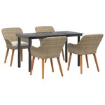 vidaXL Ensemble de salle à manger de jardin 5 pièces en rattan poly beige
