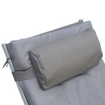 Bain de soleil pliable transat inclinable 7 positions chaise longue grand confort avec matelas + accoudoirs métal époxy textilène polyester gris