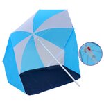 vidaXL Parasol de plage Bleu et blanc 180 cm Tissu