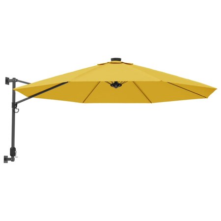 vidaXL Parasol mural avec LED jaune 290 cm