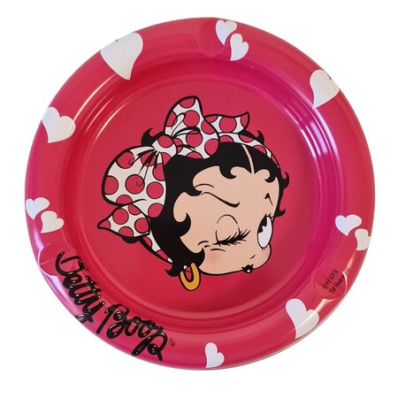 Cendrier rond métallique betty boop coeur