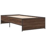 vidaXL Cadre de lit chêne marron 75x190 cm bois d'ingénierie et métal