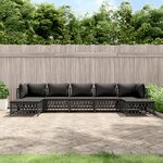 vidaXL Salon de jardin 7 Pièces avec coussins anthracite acier