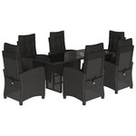 vidaXL Ensemble à manger de jardin coussins 7Pièces Noir Résine tressée