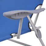 vidaXL Chaise longue avec auvent Acier Bleu