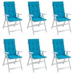 vidaXL Coussins de chaise de jardin à dossier haut lot de 6 bleu tissu