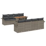 vidaXL Ensemble de Canapé de Jardin 9 Pièces avec Coussins Gris Poly Rotin