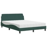 vidaXL Lit avec matelas vert foncé 140x190 cm velours