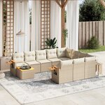 vidaXL Salon de jardin 11 Pièces avec coussins beige résine tressée