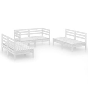 vidaXL Salon de jardin 6 Pièces Blanc Bois de pin massif