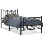 vidaXL Cadre de lit métal sans matelas avec pied de lit noir 75x190 cm