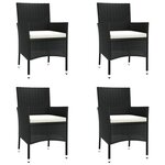 vidaXL Ensemble de bistro de jardin 5 Pièces coussins noir poly rotin