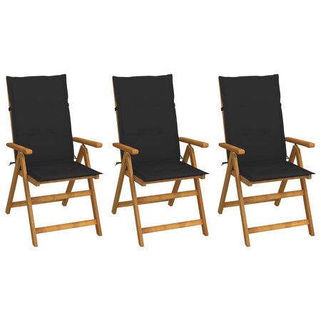 vidaXL Chaises pliables de jardin 3 Pièces avec coussins Bois d'acacia