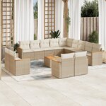 vidaXL Salon de jardin avec coussins 14 Pièces beige résine tressée