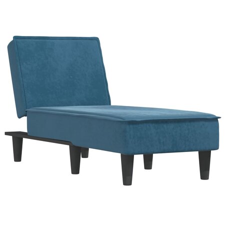 vidaXL Chaise longue bleu velours