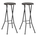 vidaXL Tabouret de bar pliable 2 Pièces PEHD et acier Marron Aspect rotin