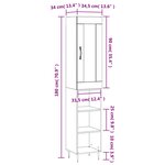 vidaXL Buffet haut Gris béton 34 5x34x180 cm Bois d'ingénierie