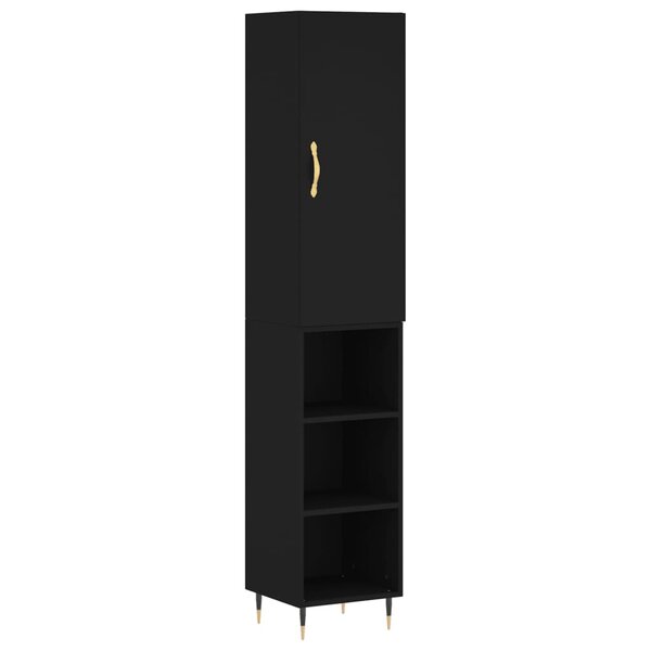vidaXL Buffet haut Noir 34 5x34x180 cm Bois d'ingénierie