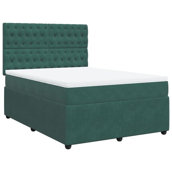 vidaXL Sommier à lattes de lit et matelas Vert foncé 140x200cm Velours