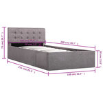 vidaXL Cadre de lit à stockage hydraulique Taupe Tissu 100x200 cm