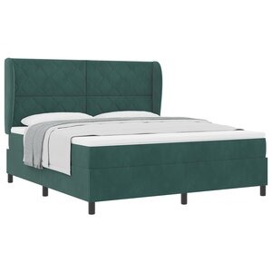 Lit à ressort vidaXL avec matelas vert foncé 180x200 cm en velours
