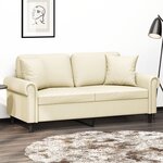 vidaXL Canapé 2 places avec oreillers crème 140 cm similicuir