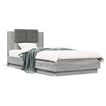 vidaXL Cadre de lit tête de lit et lumières LED sonoma gris 100x200 cm